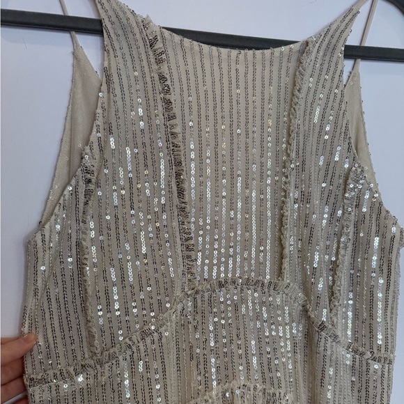 Zara semi sheer Cream Sequin cocktail Dress size medium - Picture 4 of 9